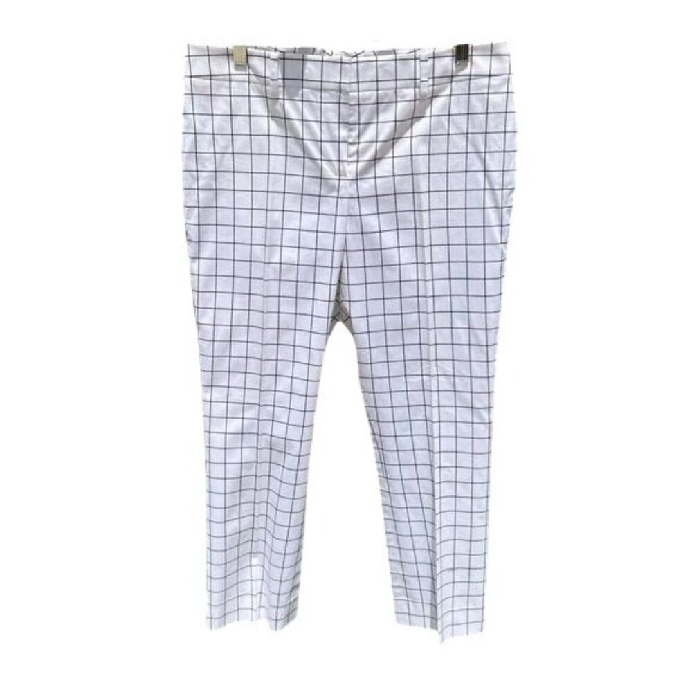 Per Se Womens Cropped Checkered Pants Size 8 Black & White With Side Stripe